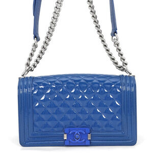 Chanel Chain Shoulder Bag Boy 25 Matelassé Coco Mark Patent A67086 CHANEL Han...